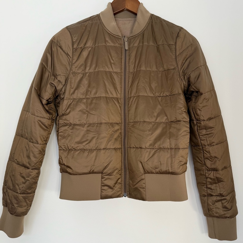 Lululemon Reversible Insulated Non-Stop Cotton Bomber Jacket Artifact brown sz 4 - Picture 2 of 16